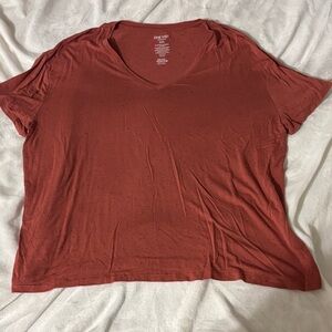 Nine West Rust Short Sleeve V-Neck Top